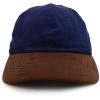 imageTrendy Apparel Shop 2 Tone 100 Cotton with Synthetic Suede Visor Baseball CapNavy Brown