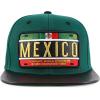 imageTrendy Apparel Shop 3D Gold Mexico Embroidered License Plate Theme Flatbill Snapback CapDark Green Black