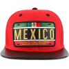 imageTrendy Apparel Shop 3D Gold Mexico Embroidered License Plate Theme Flatbill Snapback CapRed Black