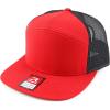 imageTrendy Apparel Shop Structured High Profile 7 Panel Flat Bill Mesh Back Snapback CapRed Black