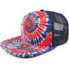 imageTrendy Apparel Shop Tie Dye Printed Mesh Back Flat Bill Snapback CapRed Royal