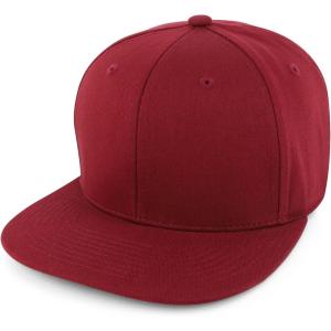 imageTrendy Apparel Shop 100 Cotton Plain Structured 6 Panels Flatbill Snapback Baseball CapBurgundy