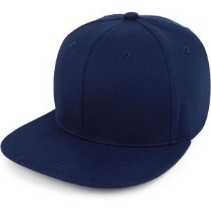 imageTrendy Apparel Shop 100 Cotton Plain Structured 6 Panels Flatbill Snapback Baseball CapNavy