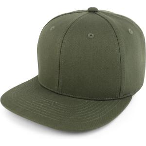 imageTrendy Apparel Shop 100 Cotton Plain Structured 6 Panels Flatbill Snapback Baseball CapOlive