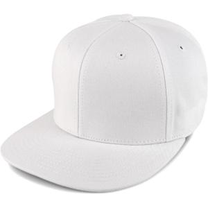 imageTrendy Apparel Shop 100 Cotton Plain Structured 6 Panels Flatbill Snapback Baseball CapWhite