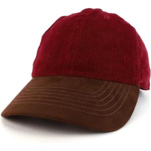 imageTrendy Apparel Shop 2 Tone 100 Cotton with Synthetic Suede Visor Baseball CapBurgundy Brown