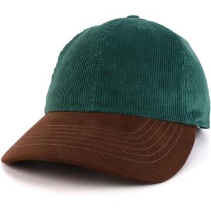 imageTrendy Apparel Shop 2 Tone 100 Cotton with Synthetic Suede Visor Baseball CapDarkgreen Brown
