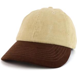 imageTrendy Apparel Shop 2 Tone 100 Cotton with Synthetic Suede Visor Baseball CapSand Brown