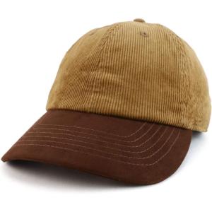 imageTrendy Apparel Shop 2 Tone 100 Cotton with Synthetic Suede Visor Baseball CapTan Brown