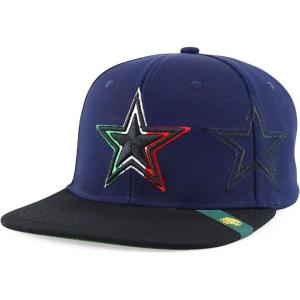 imageTrendy Apparel Shop 3D Star Embroidered Flat Bill Snapback CapNavy Black
