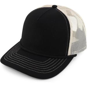 imageTrendy Apparel Shop 5 Panel Foam Front Ripstop Trucker Snapback CapBlack Khaki