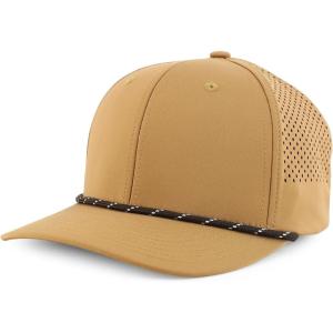 imageTrendy Apparel Shop 6 Panel Mid Profile Hybrid Perforated Cap with RopeBeige