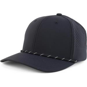 imageTrendy Apparel Shop 6 Panel Mid Profile Hybrid Perforated Cap with RopeBlack