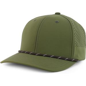 imageTrendy Apparel Shop 6 Panel Mid Profile Hybrid Perforated Cap with RopeOlive