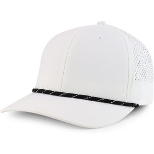 imageTrendy Apparel Shop 6 Panel Mid Profile Hybrid Perforated Cap with RopeWhite