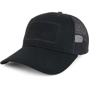 imageTrendy Apparel Shop 6 Panel Patch Mesh Back Trucker Baseball CapBlack Black