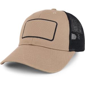 imageTrendy Apparel Shop 6 Panel Patch Mesh Back Trucker Baseball CapKhaki Black