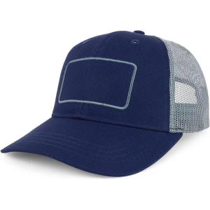 imageTrendy Apparel Shop 6 Panel Patch Mesh Back Trucker Baseball CapNavy Grey