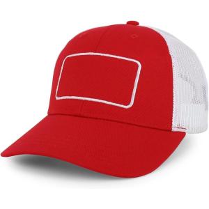 imageTrendy Apparel Shop 6 Panel Patch Mesh Back Trucker Baseball CapRed White