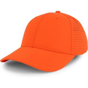 imageTrendy Apparel Shop 6 Panel Performance Laser Cut Perforated Back Baseball CapBright Orange