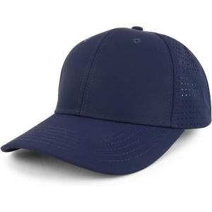 imageTrendy Apparel Shop 6 Panel Performance Laser Cut Perforated Back Baseball CapNavy