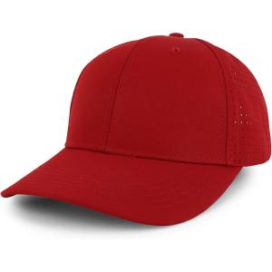 imageTrendy Apparel Shop 6 Panel Performance Laser Cut Perforated Back Baseball CapRed