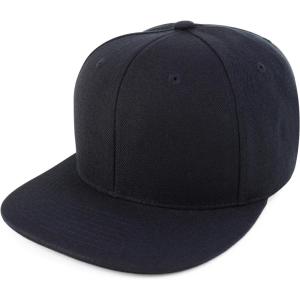 imageTrendy Apparel Shop Classic Plain 6 Panel Structured Flat Bill Snapback CapBlack