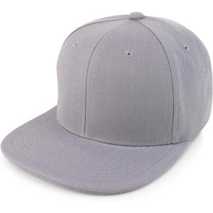 imageTrendy Apparel Shop Classic Plain 6 Panel Structured Flat Bill Snapback CapLight Grey