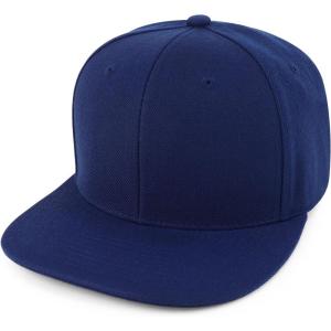 imageTrendy Apparel Shop Classic Plain 6 Panel Structured Flat Bill Snapback CapNavy
