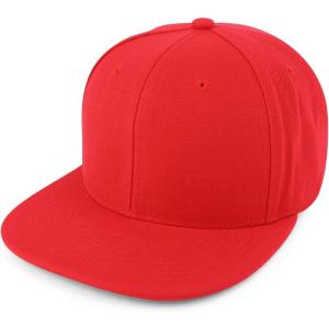 imageTrendy Apparel Shop Classic Plain 6 Panel Structured Flat Bill Snapback CapRed