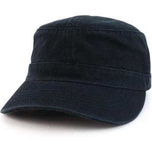 imageTrendy Apparel Shop Cotton Army Cap Military Flat Top Adjustable Baseball CapBlack