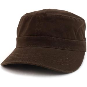 imageTrendy Apparel Shop Cotton Army Cap Military Flat Top Adjustable Baseball CapBrown