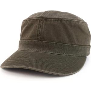 imageTrendy Apparel Shop Cotton Army Cap Military Flat Top Adjustable Baseball CapDark Olive Green