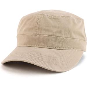 imageTrendy Apparel Shop Cotton Army Cap Military Flat Top Adjustable Baseball CapKhaki