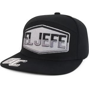 imageTrendy Apparel Shop El Jefe Embroidered Flatbill Snapback CapBlack