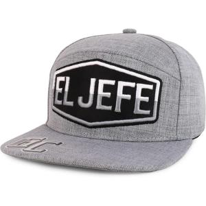 imageTrendy Apparel Shop El Jefe Embroidered Flatbill Snapback CapHeather Grey