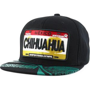 imageTrendy Apparel Shop Mexico States Auto License Plate Theme Flat Bill Snapback CapChihuahua Black