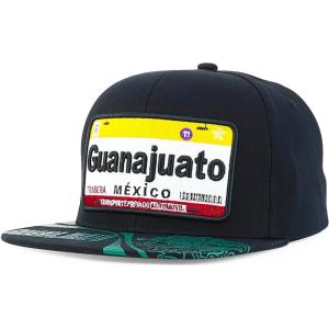 imageTrendy Apparel Shop Mexico States Auto License Plate Theme Flat Bill Snapback CapGuanajuato Black