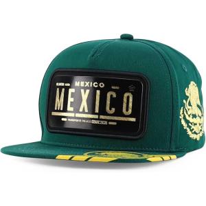 imageTrendy Apparel Shop Mexico States Auto License Plate Theme Flat Bill Snapback CapMexico Darkgreen 2