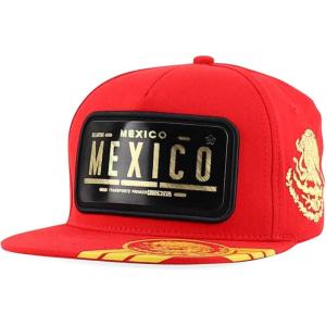 imageTrendy Apparel Shop Mexico States Auto License Plate Theme Flat Bill Snapback CapMexico Red 2