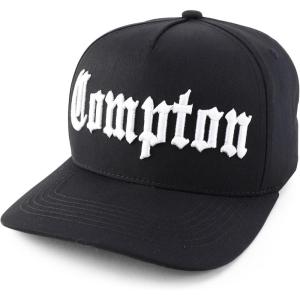 imageTrendy Apparel Shop Old English Compton City 3D Embroidered 5 Panel Snapback CapBlack