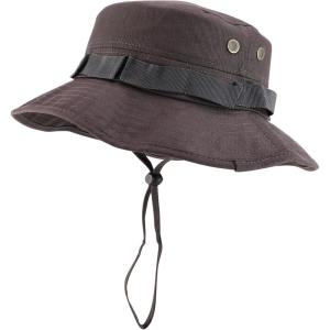 imageTrendy Apparel Shop Outdoor Cotton Boonie Bucket Hat with Chin StringCharcoal
