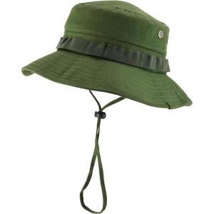 imageTrendy Apparel Shop Outdoor Cotton Boonie Bucket Hat with Chin StringOlive