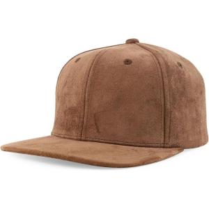 imageTrendy Apparel Shop Plain Suede Flat Bill Snapback CapDark Brown