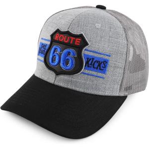 imageTrendy Apparel Shop Route 66 3D Embroidered Structured Mesh Back Baseball CapHgrey Black