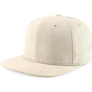 imageTrendy Apparel Shop Structured Cotton Corduroy 6 Panel Flat Bill Snapback CapKhaki
