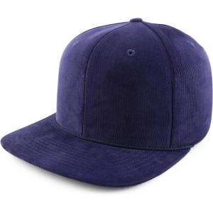 imageTrendy Apparel Shop Structured Cotton Corduroy 6 Panel Flat Bill Snapback CapNavy