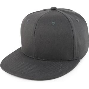 imageTrendy Apparel Shop Structured Cotton Round Flat Visor Snapback Baseball CapDark Grey