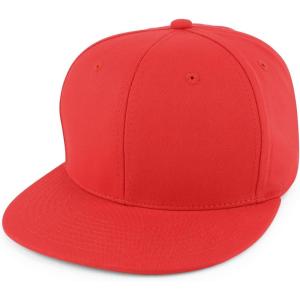 imageTrendy Apparel Shop Structured Cotton Round Flat Visor Snapback Baseball CapRed
