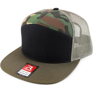 imageTrendy Apparel Shop Structured High Profile 7 Panel Flat Bill Mesh Back Snapback CapBlack Camo Loden